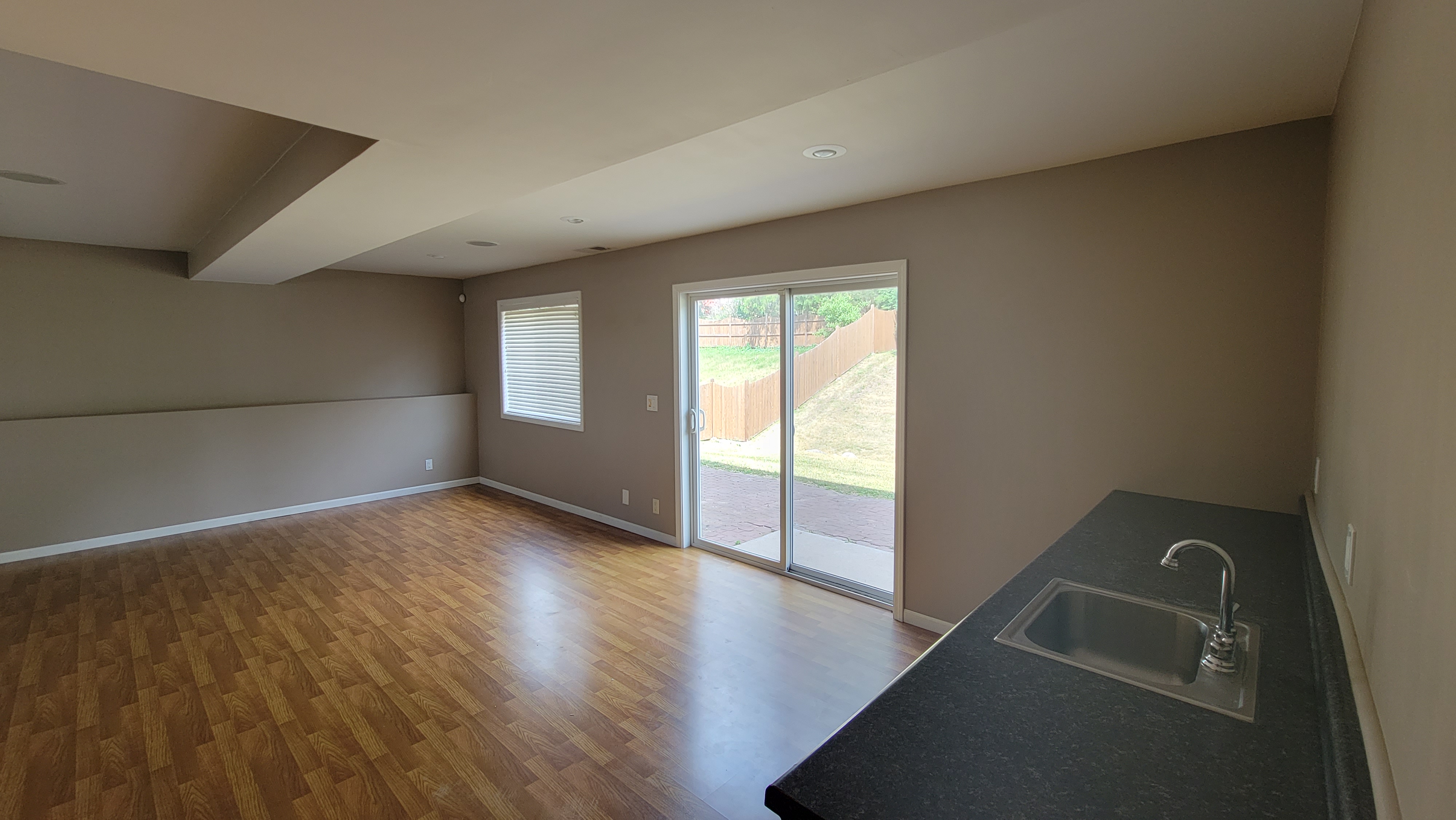 Basement game area, bar and walkout